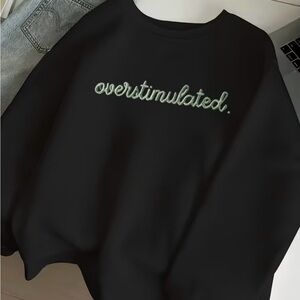 Thread Tide Black Oversized Embroidered Overstimulated Fleece Sweatshirt XL NEW